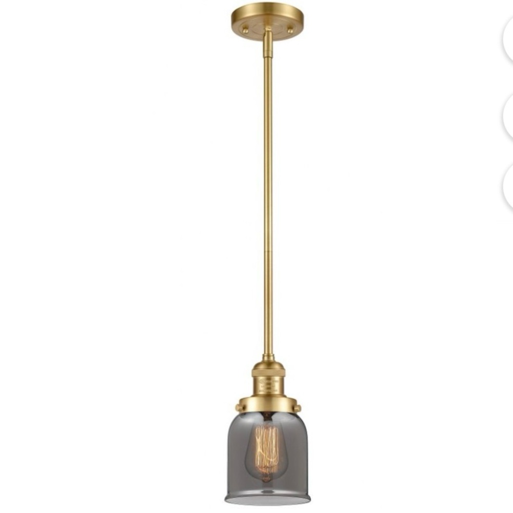 NIB Innovations Franklin Restoration Bell Pendant Light Satin Gold/Plated Smoke